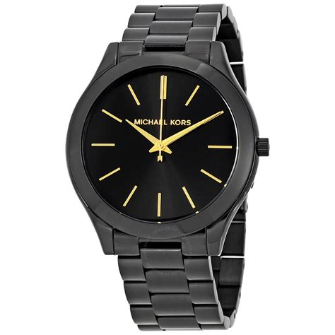 michael kors unisex slim runway black dial black ion-plated watch|Michael Kors runway watch.